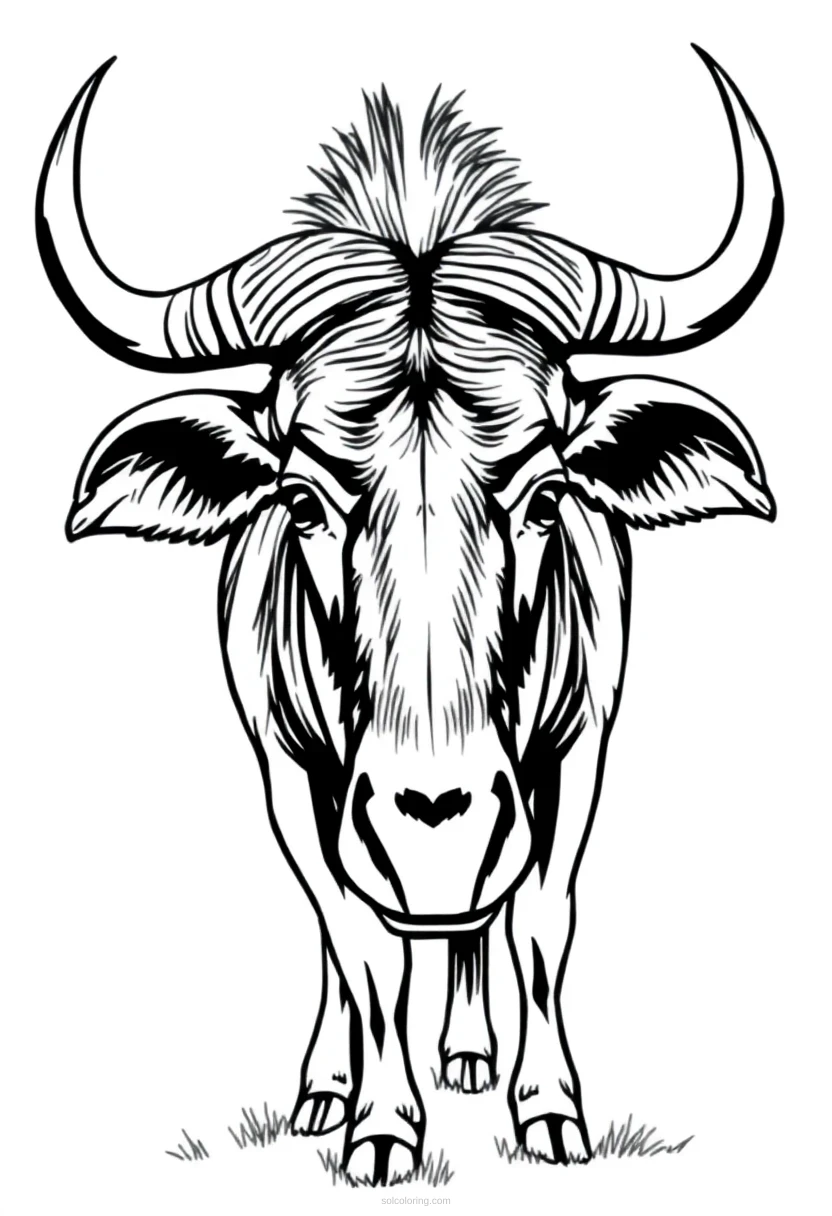 Wildebeest coloring page for kids