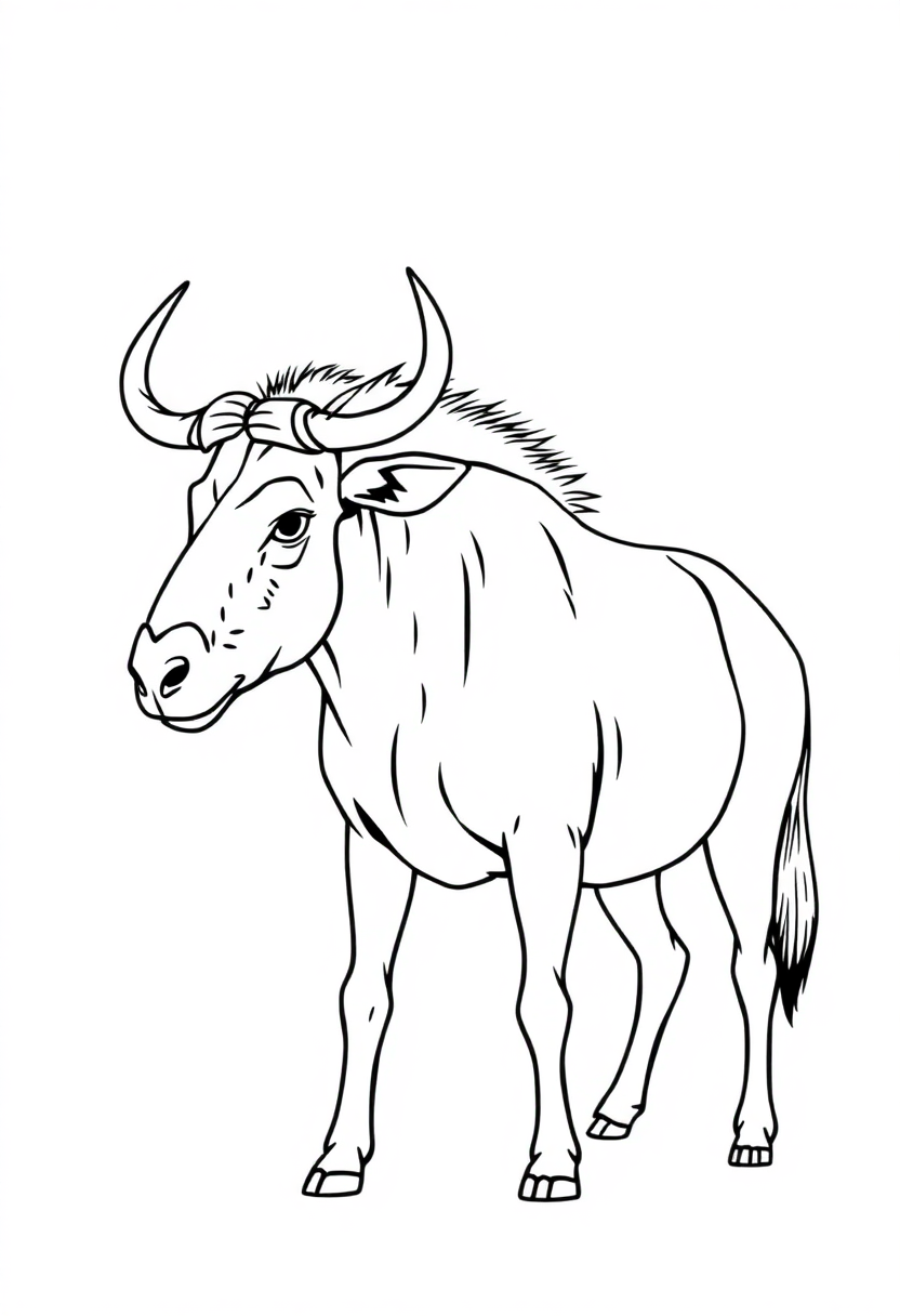 Wildebeest coloring page, free printable