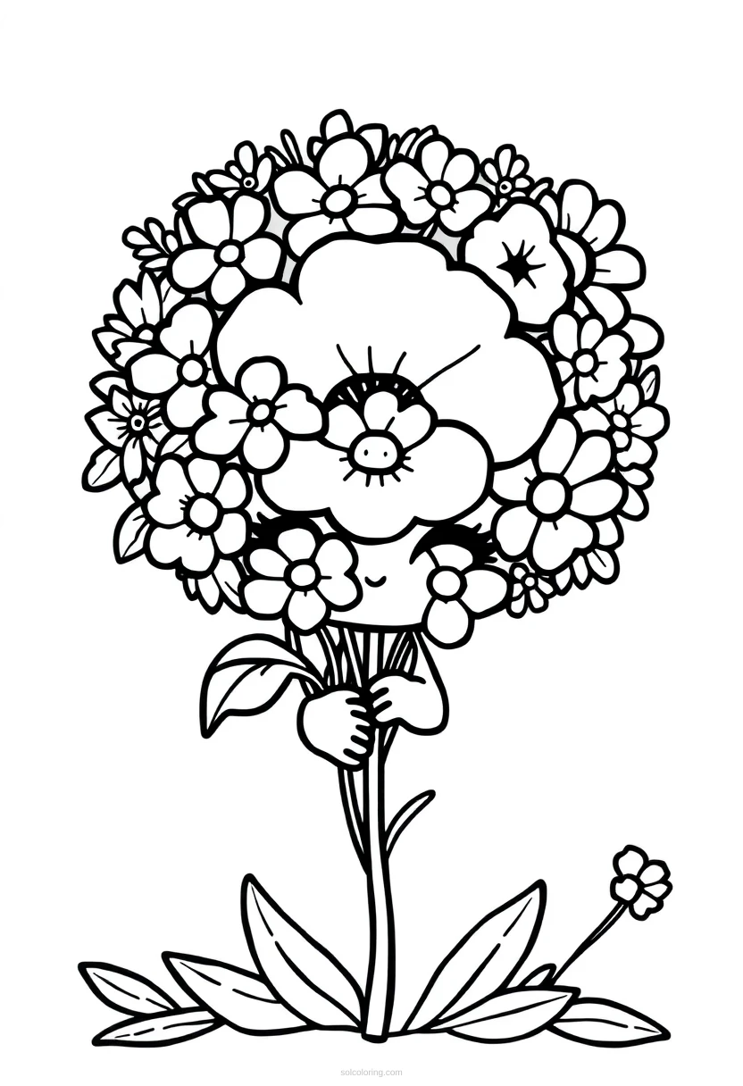 Wildflower Bouquet Chibi coloring page for kids