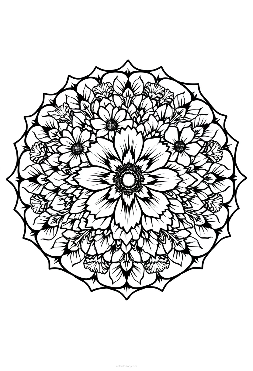 Wildflower Bouquet Chibi coloring page for kids