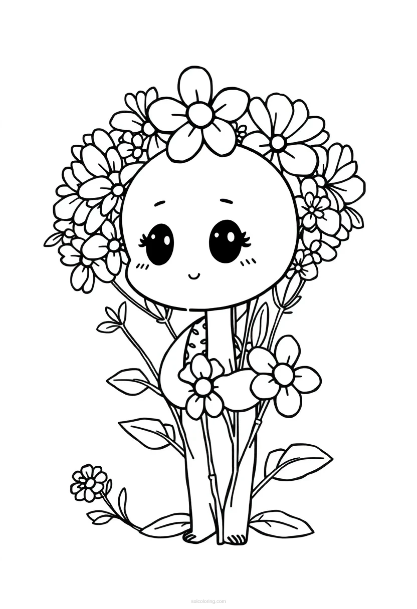 Wildflower Bouquet coloring page for kids