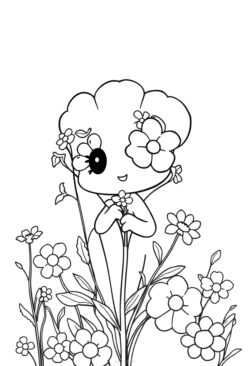Wildflower Bouquet coloring page for kids