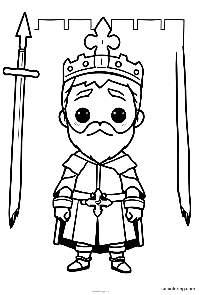 Chibi William the Conqueror at Hastings chibi coloring page for kids