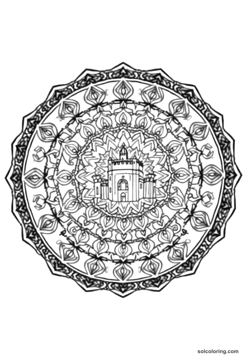 Mandala William the Conqueror at Hastings coloring page, free printable mandala style