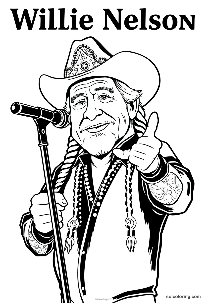 Willie Nelson coloring page for kids