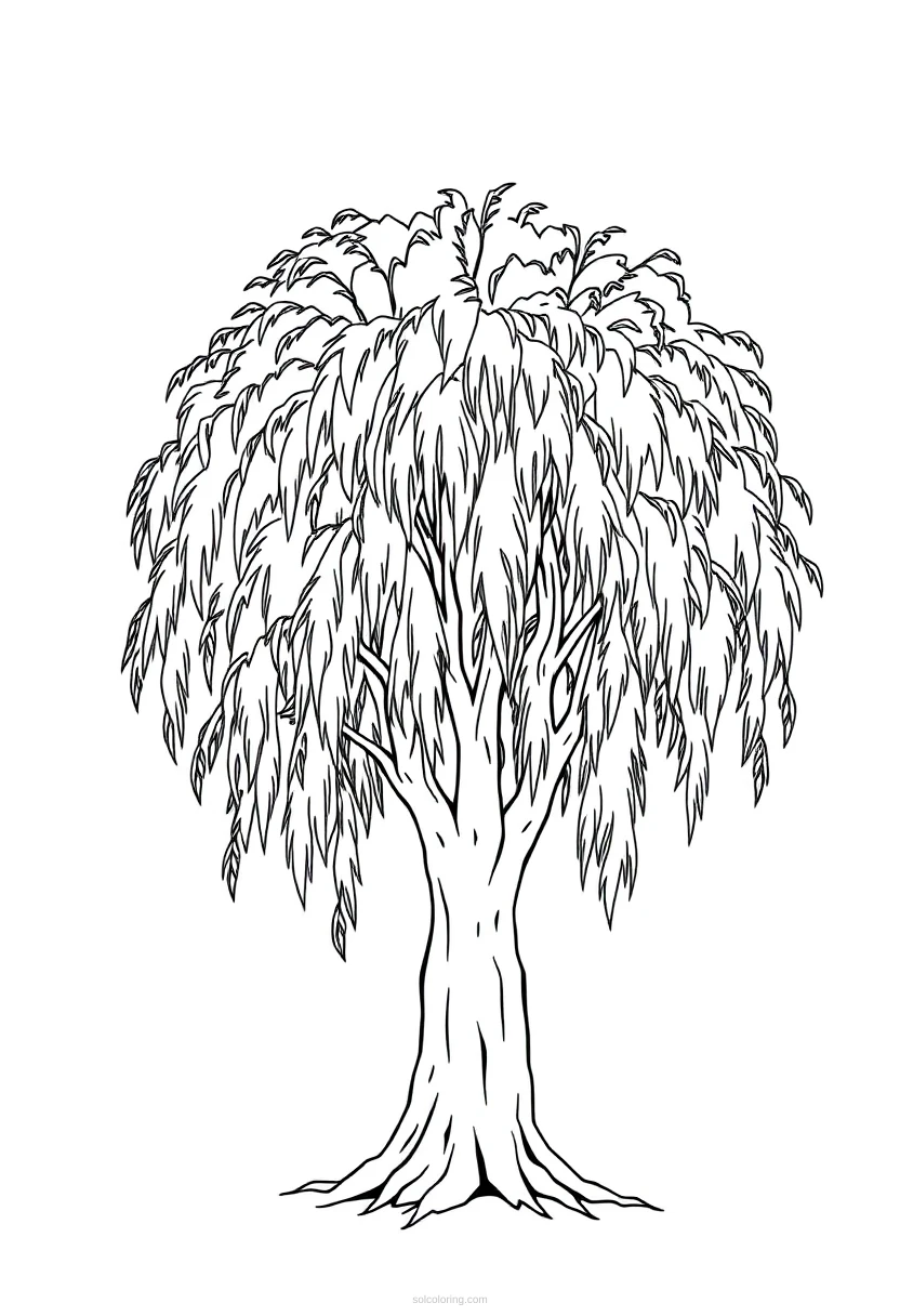 Willow Tree Cute Cartoon coloring page for kids