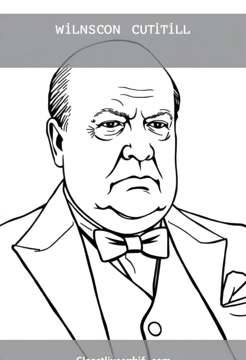 Winston Churchill coloring page for kids