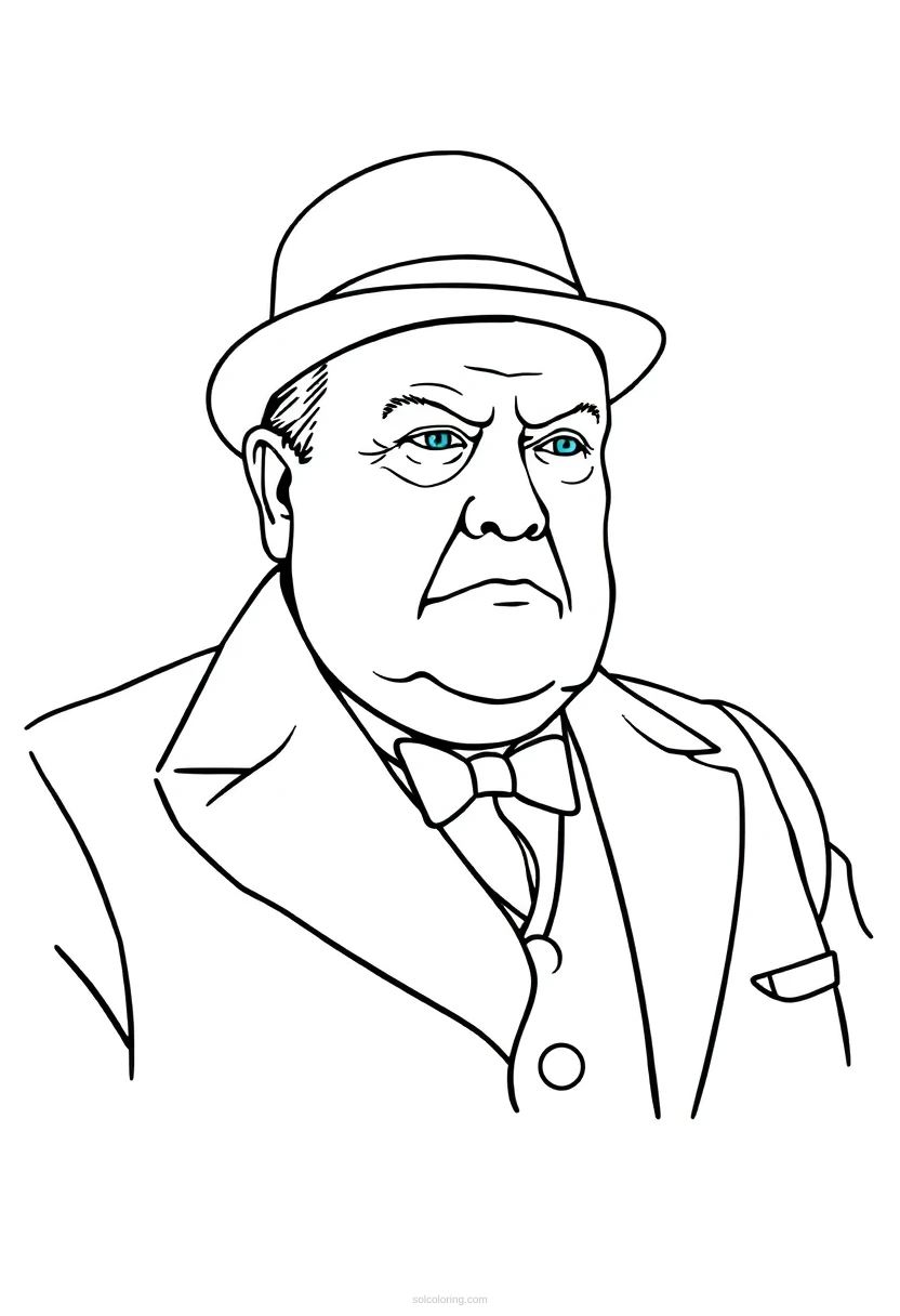 Winston Churchill coloring page for kids