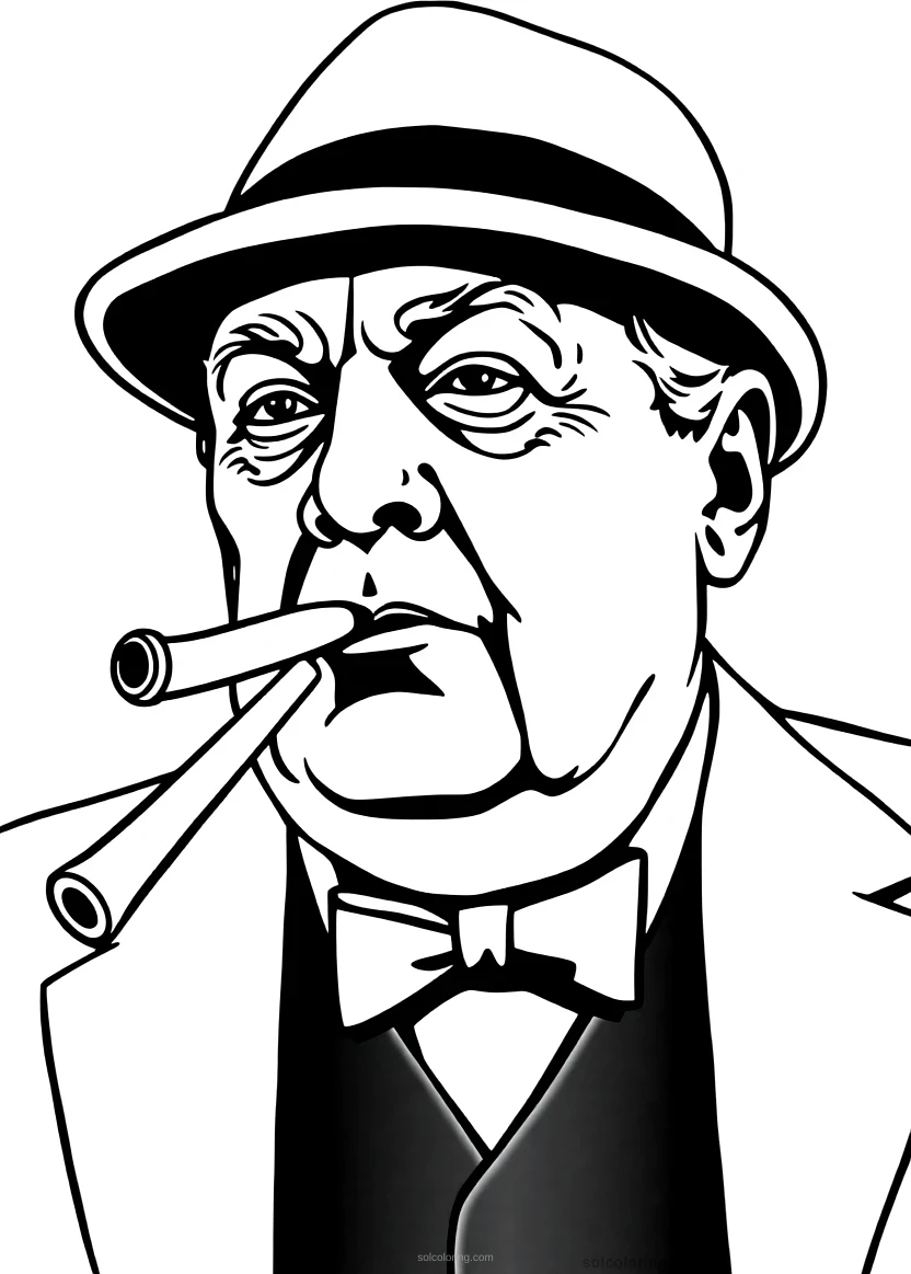 Winston Churchill With Cigar coloring pages