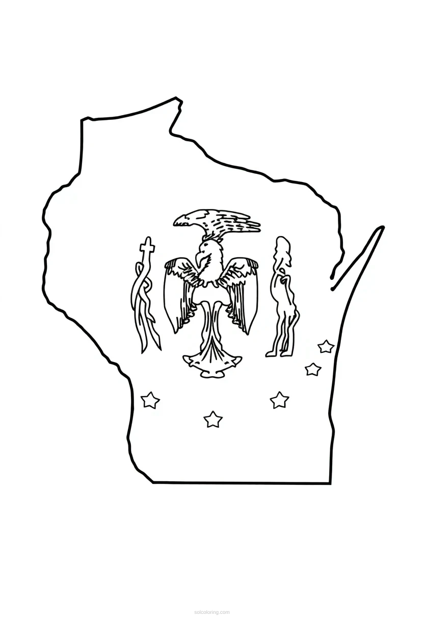 Wisconsin State Flag coloring page for kids