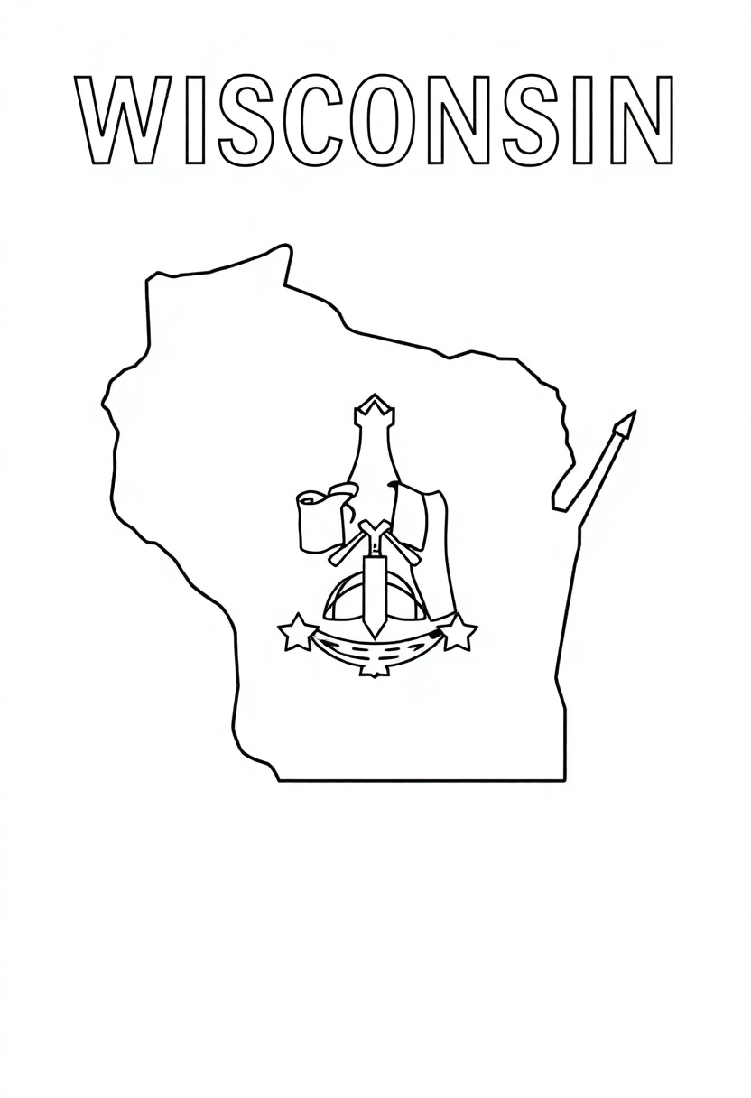 Wisconsin State Flag coloring pages