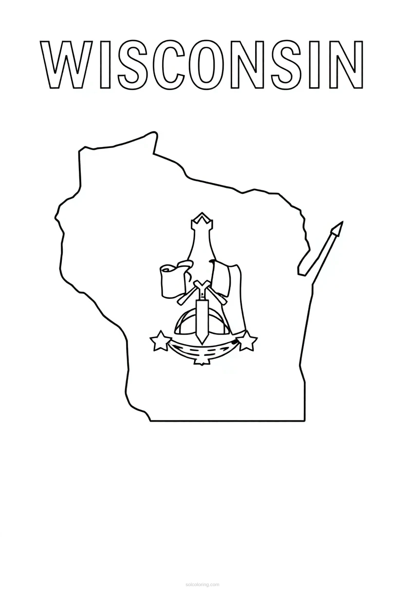 Wisconsin State Flag coloring pages