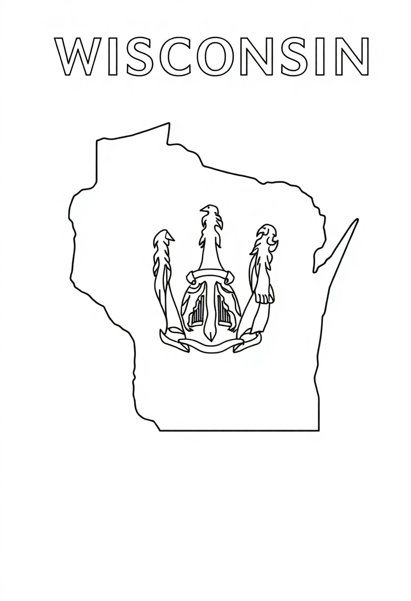 Wisconsin State Flag coloring page, free printable