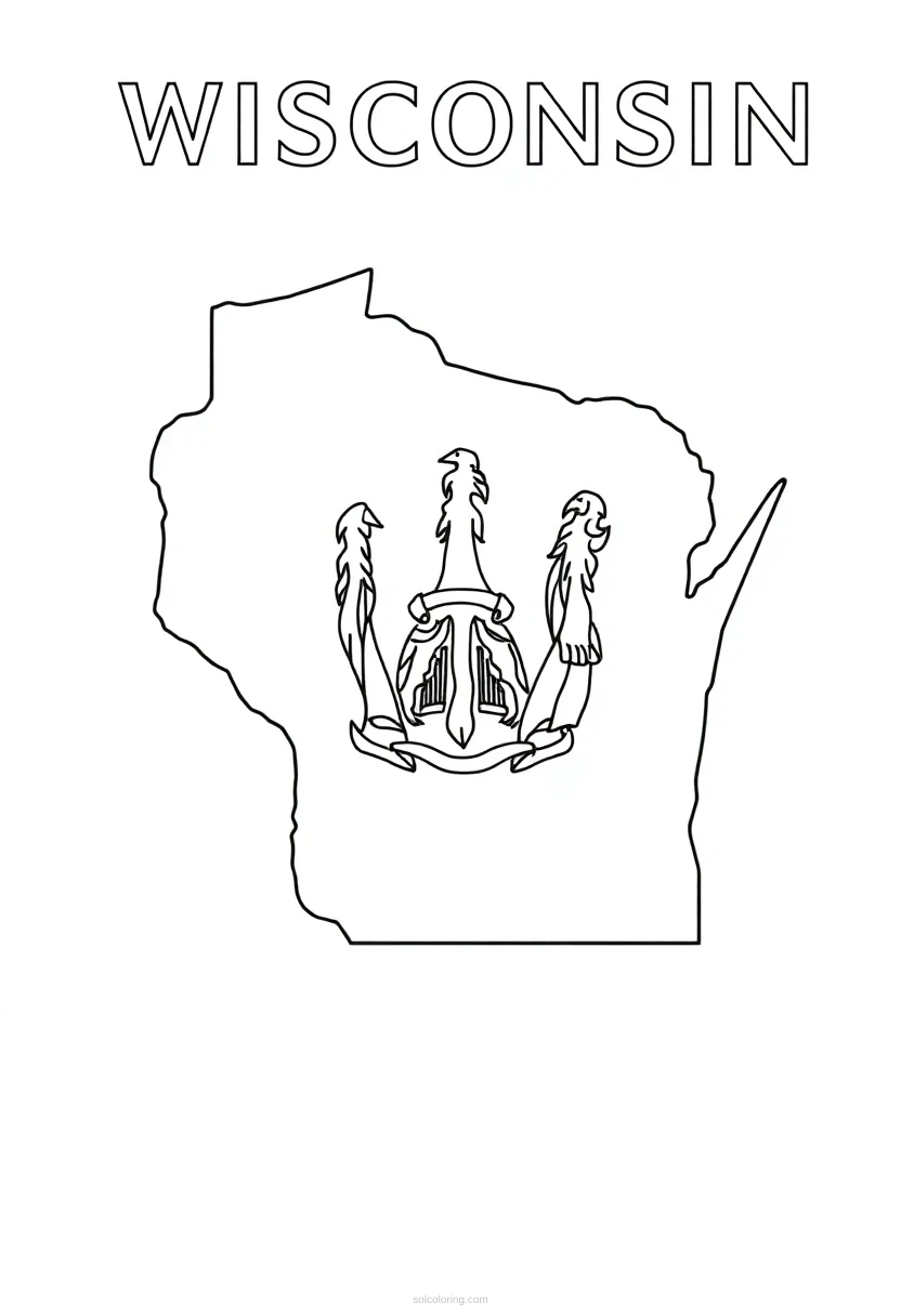 Wisconsin State Flag coloring page for kids