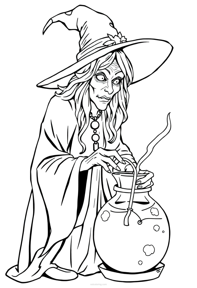 Witch Brewing Potion coloring pages