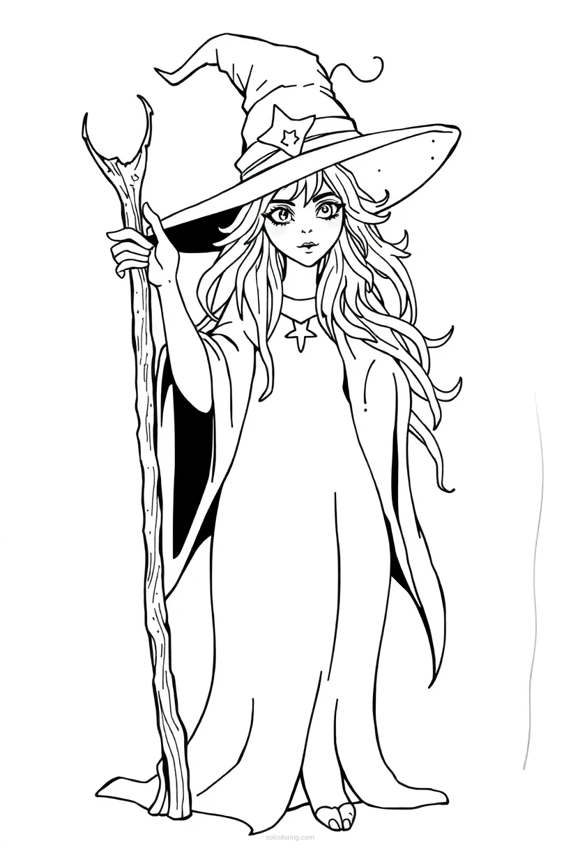Witch coloring page for kids