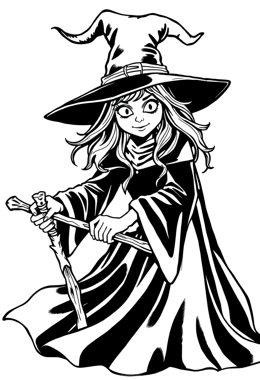 Witch coloring page for kids