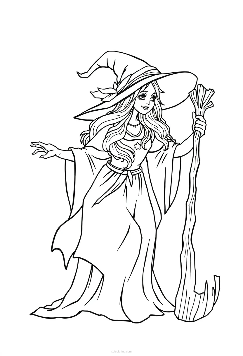 Witch coloring page for kids