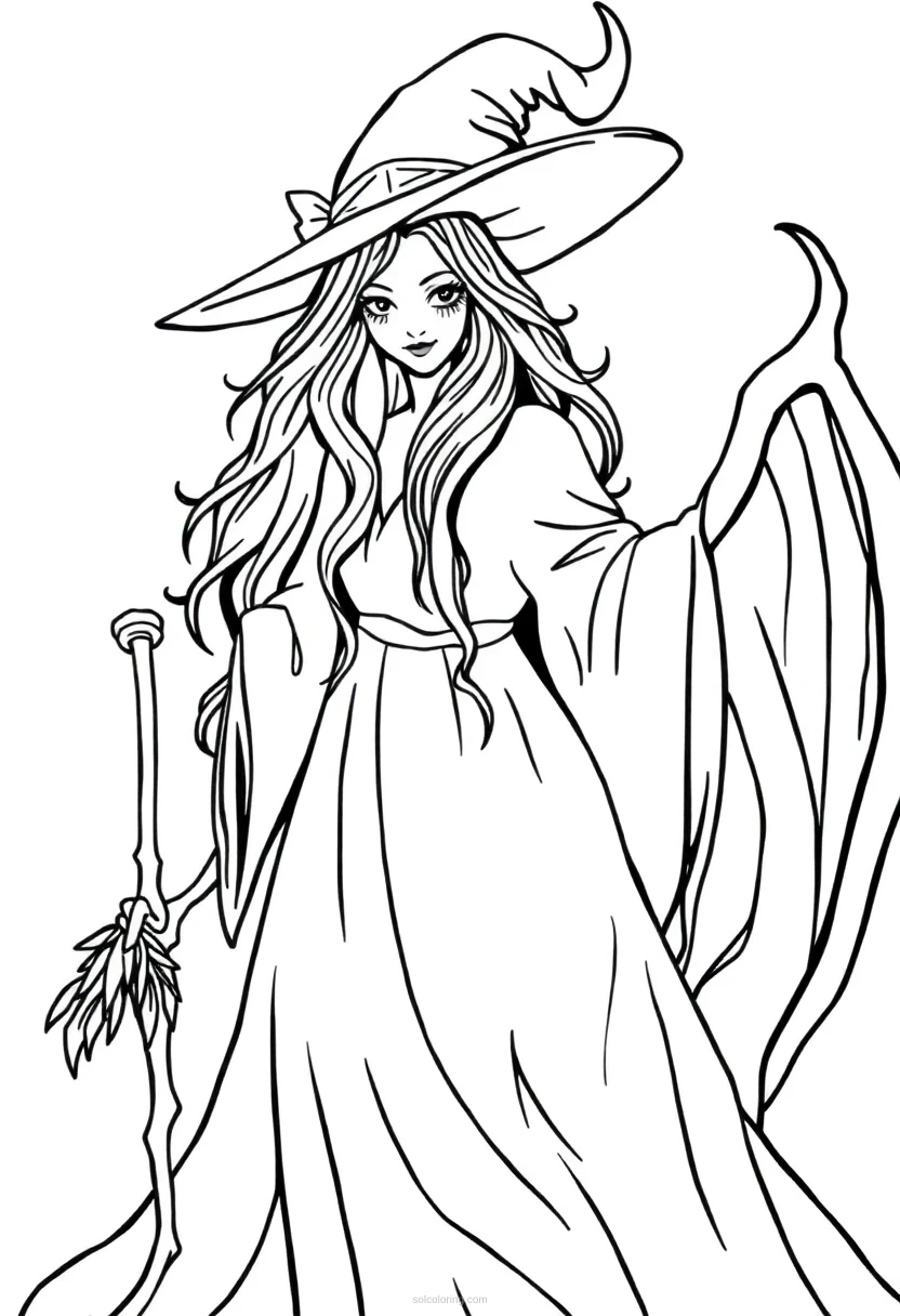 Witch coloring page for kids
