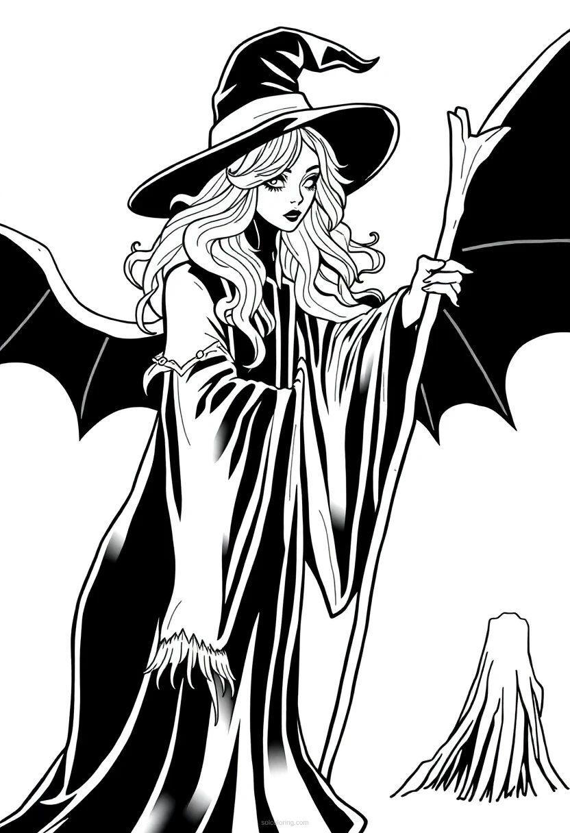 Witch coloring page for kids