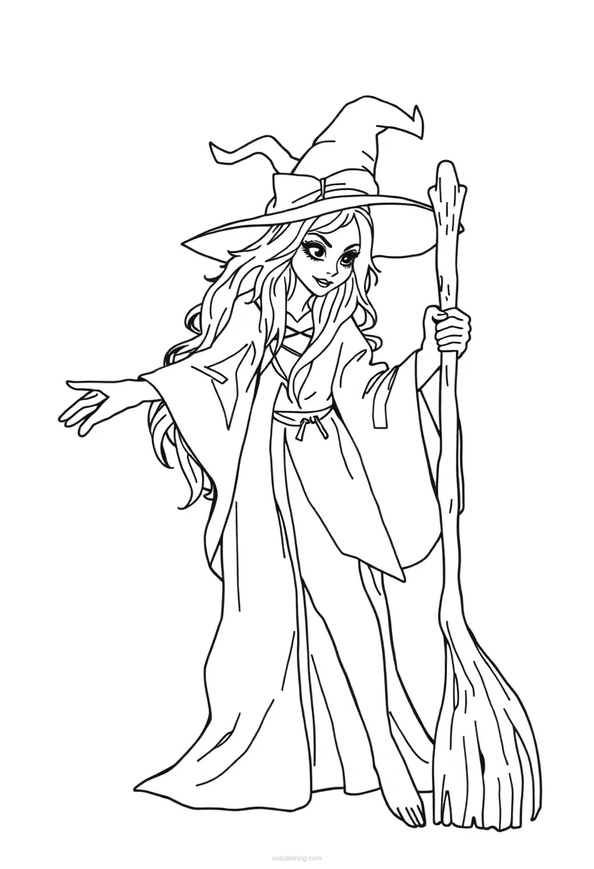 Witch coloring page for kids