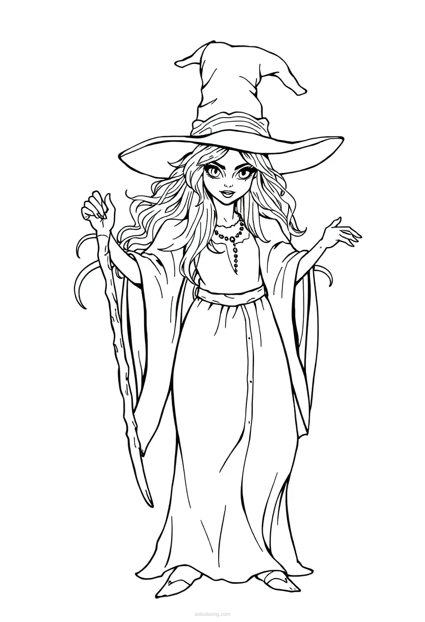 Witch coloring page for kids
