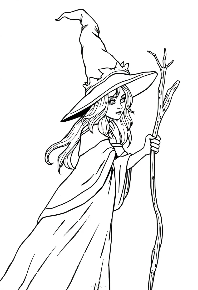 Witch coloring page for kids