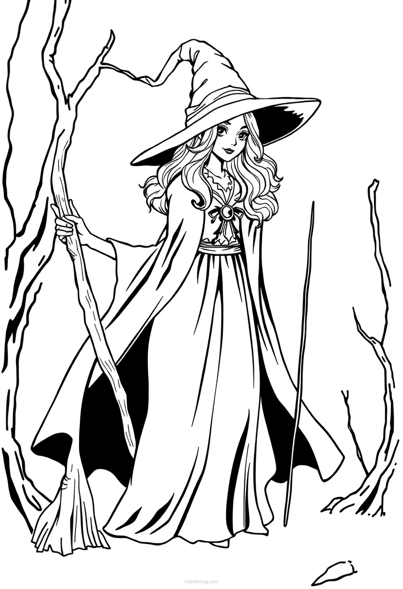 Witch coloring page for kids