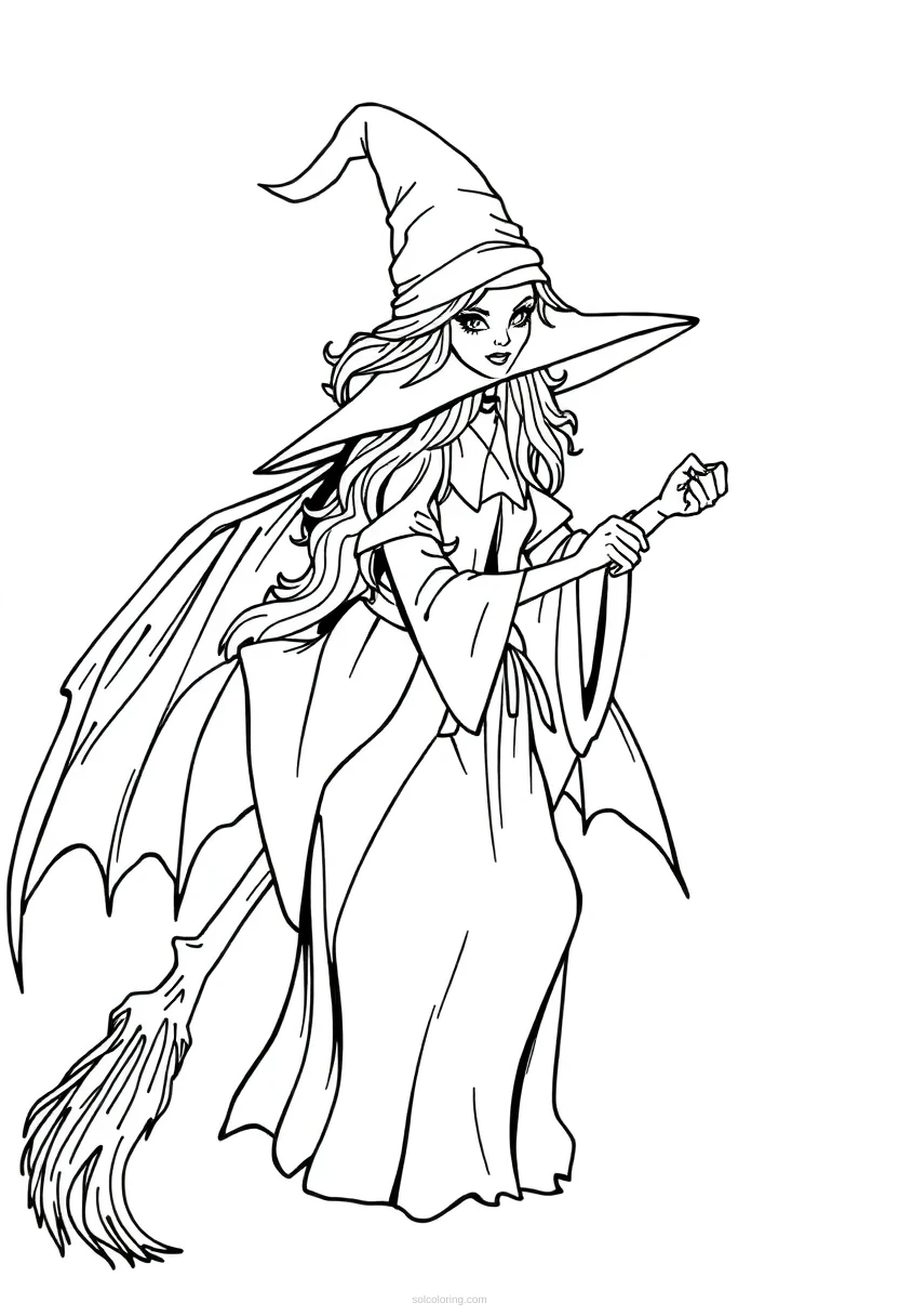 Witch coloring page for kids