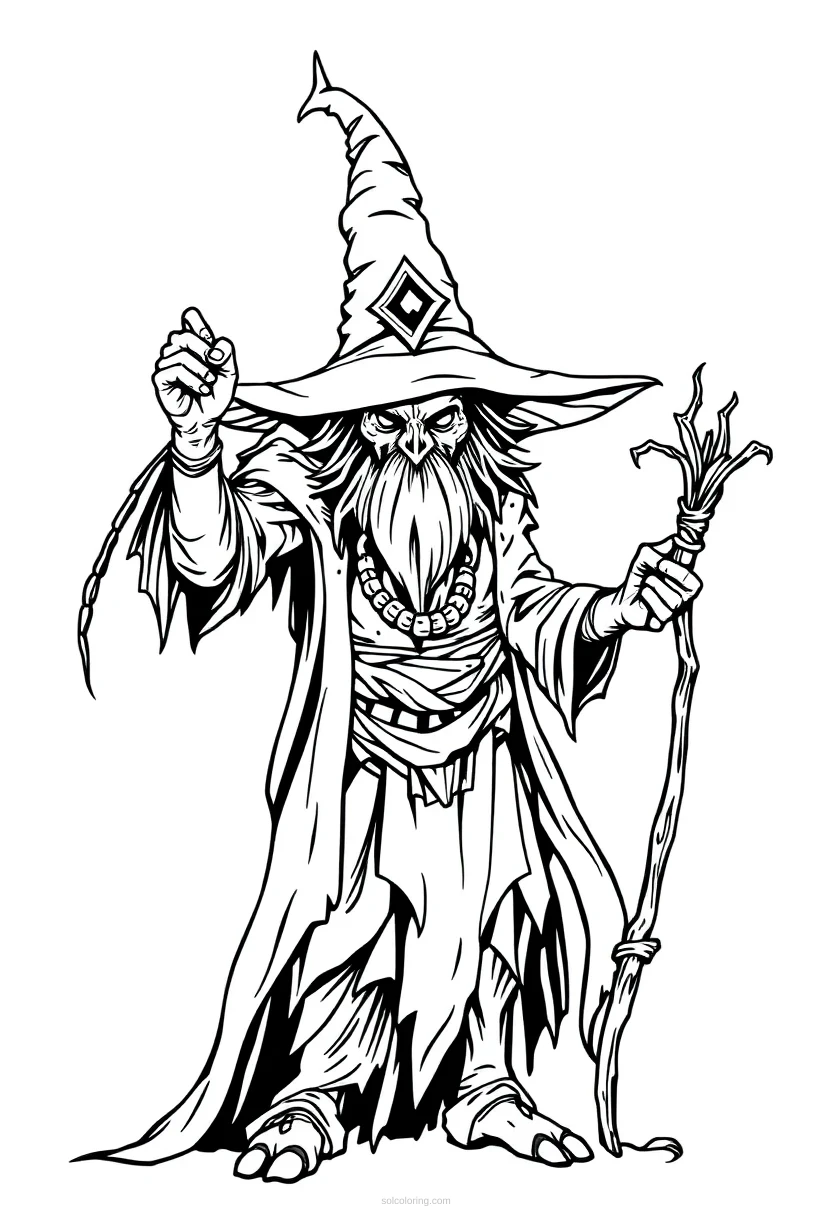 Witch Doctor Cute Cartoon coloring page for kids