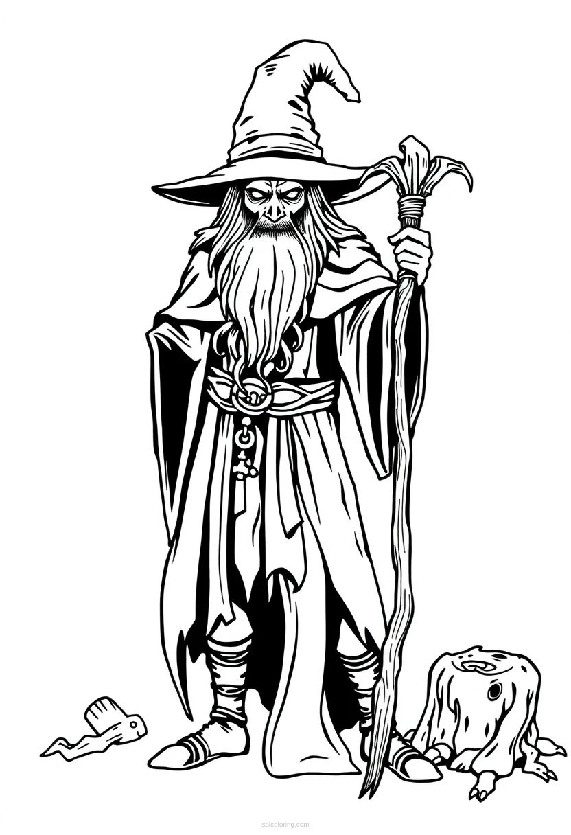 Witch Doctor Cute Cartoon coloring page for kids