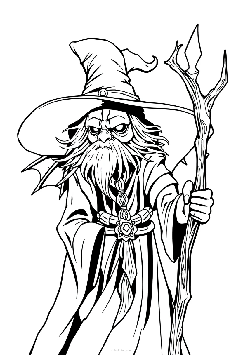 Witch Doctor Mandala coloring page for kids
