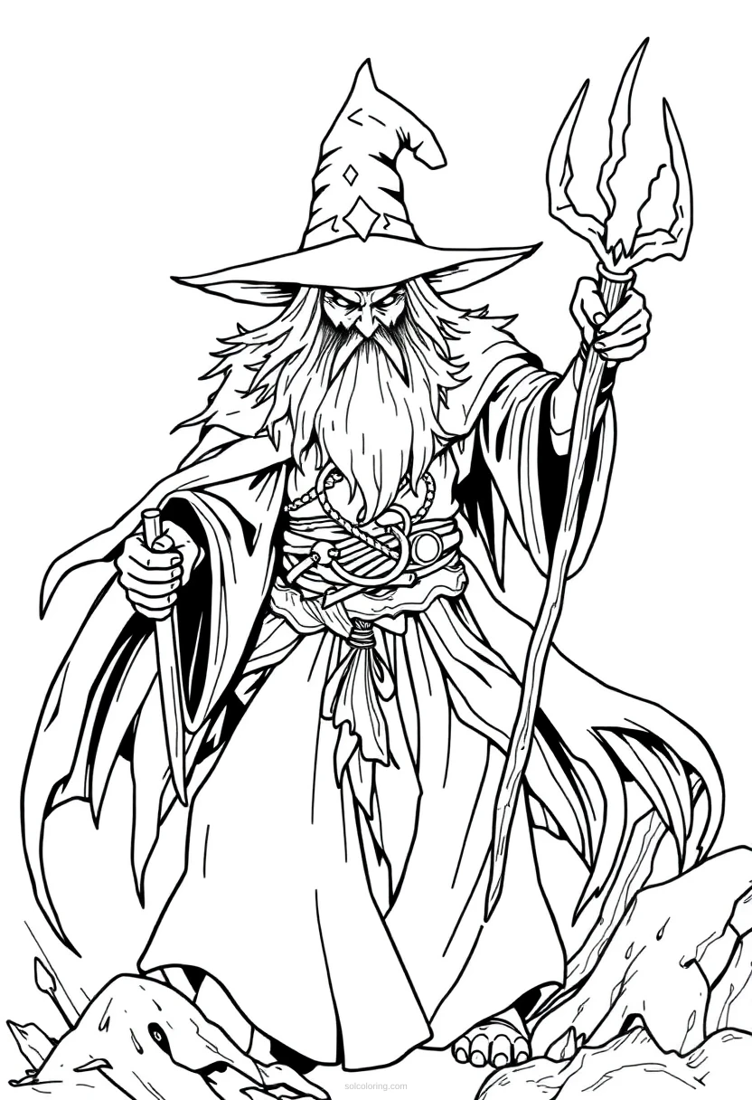 Witch Doctor Mandala coloring page for kids