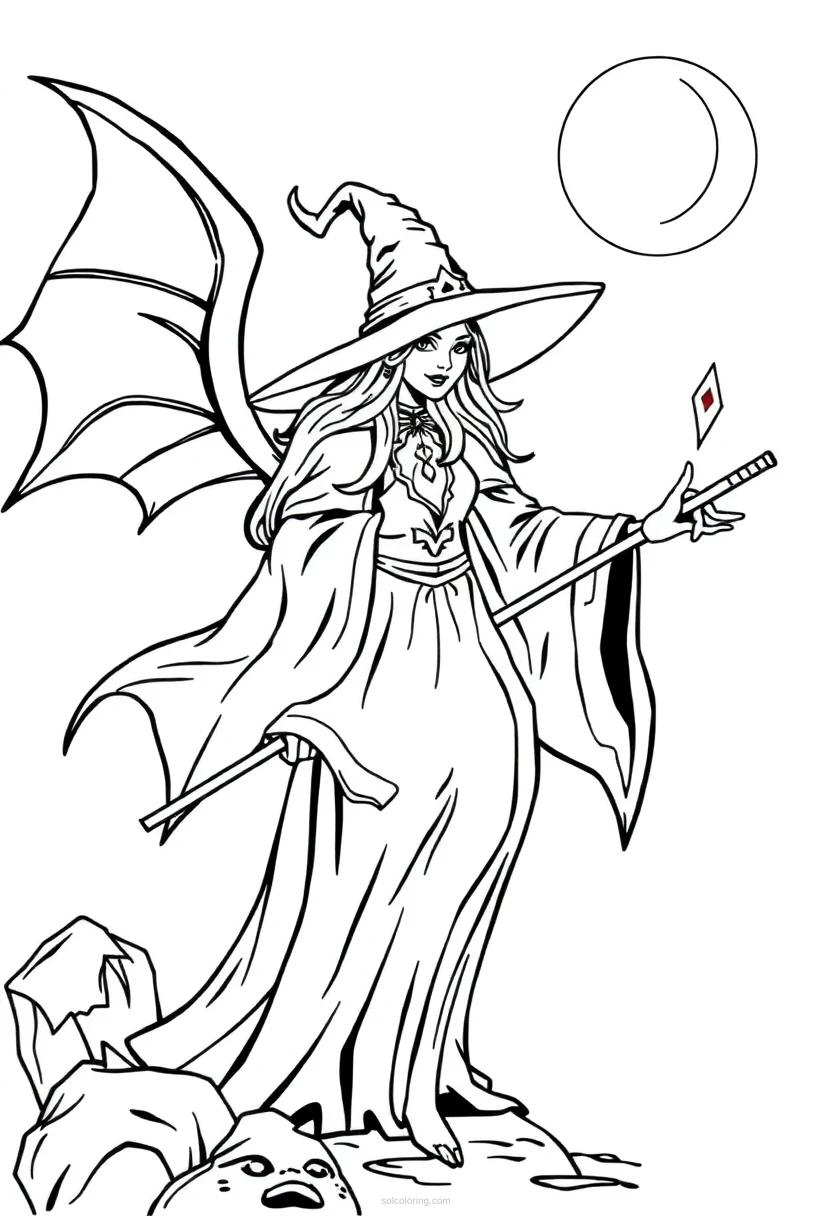 Witch coloring page for kids