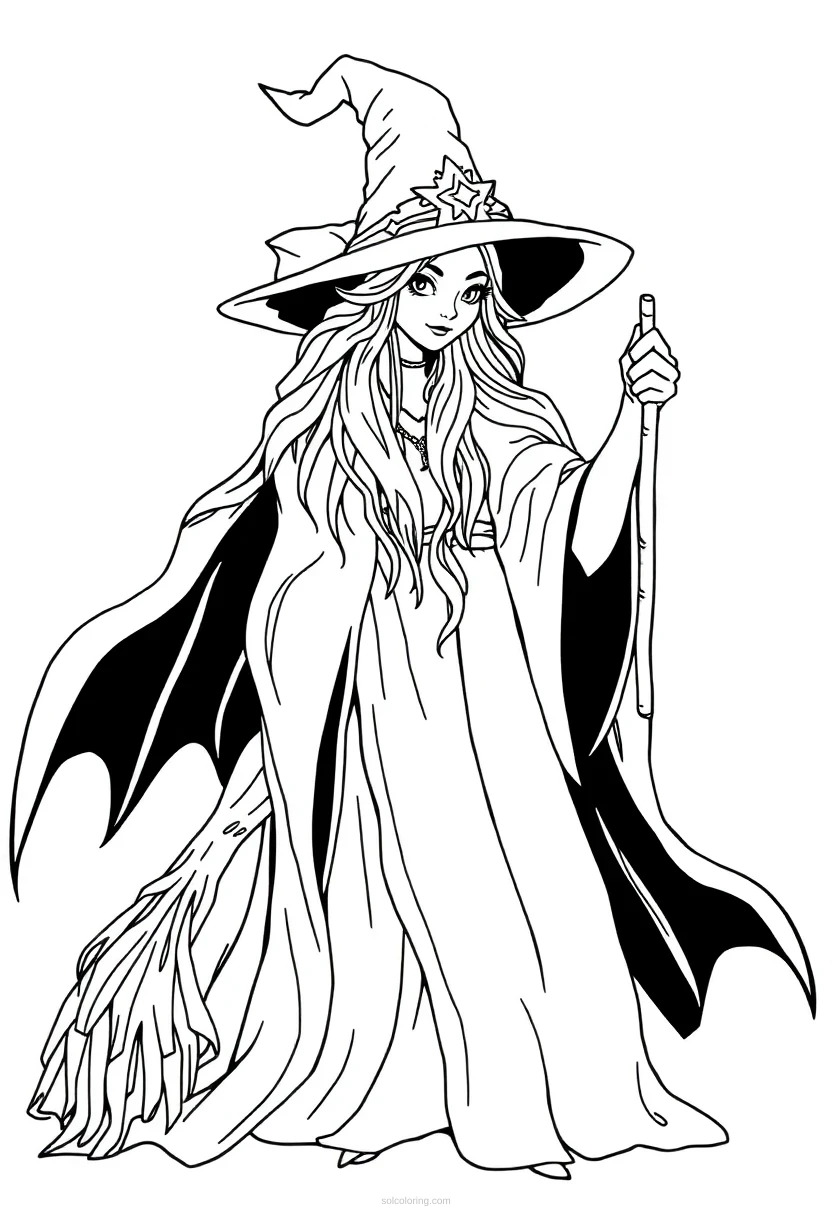 Witch coloring page for kids