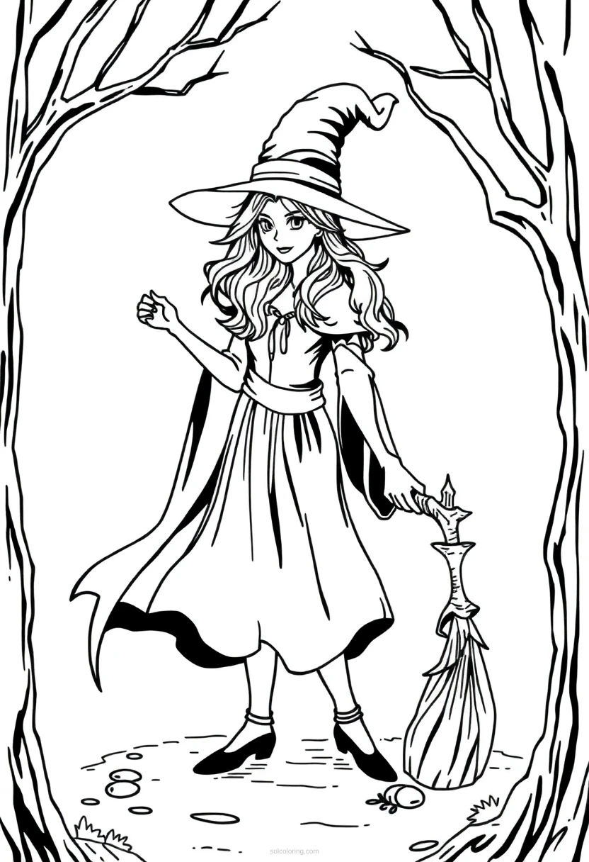 Witch coloring page for kids