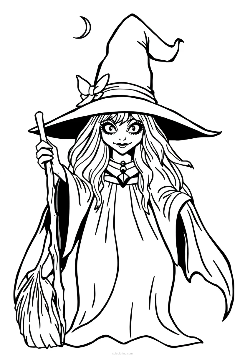 Witch coloring page for kids