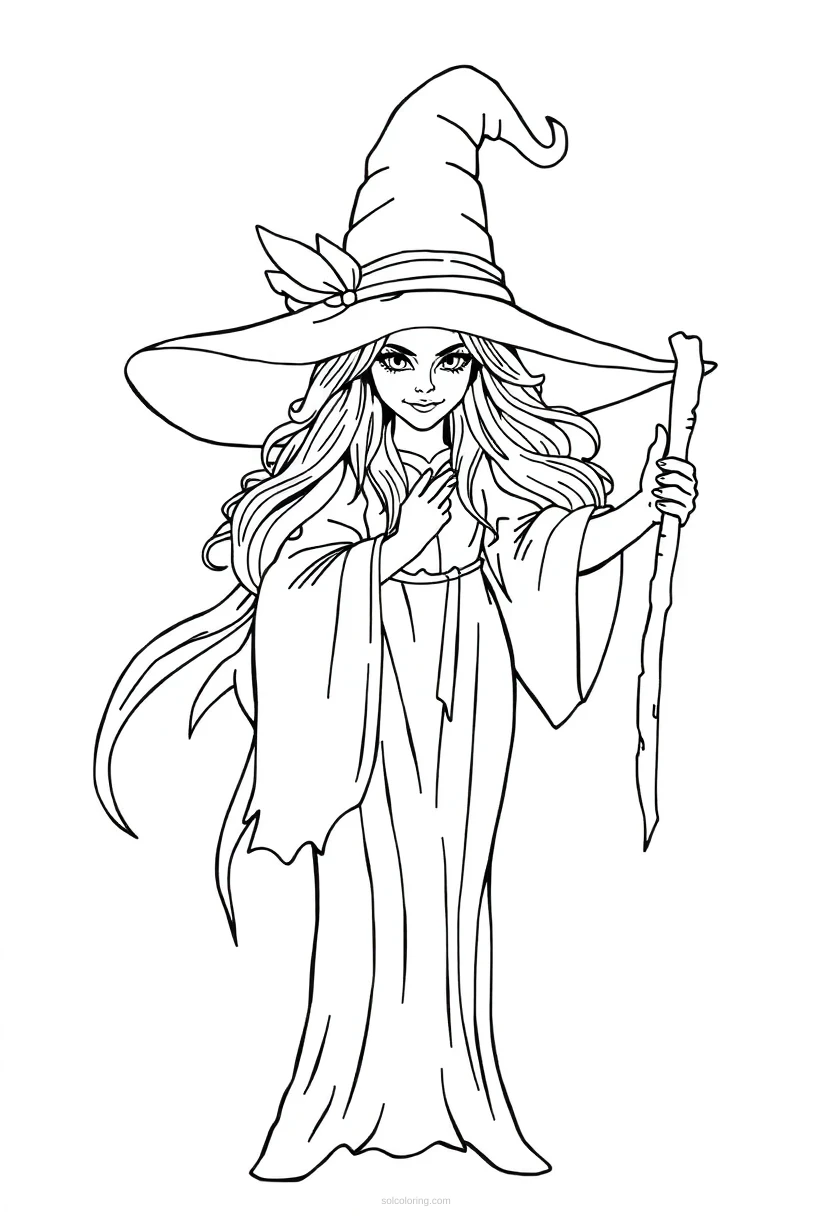Witch coloring page for kids
