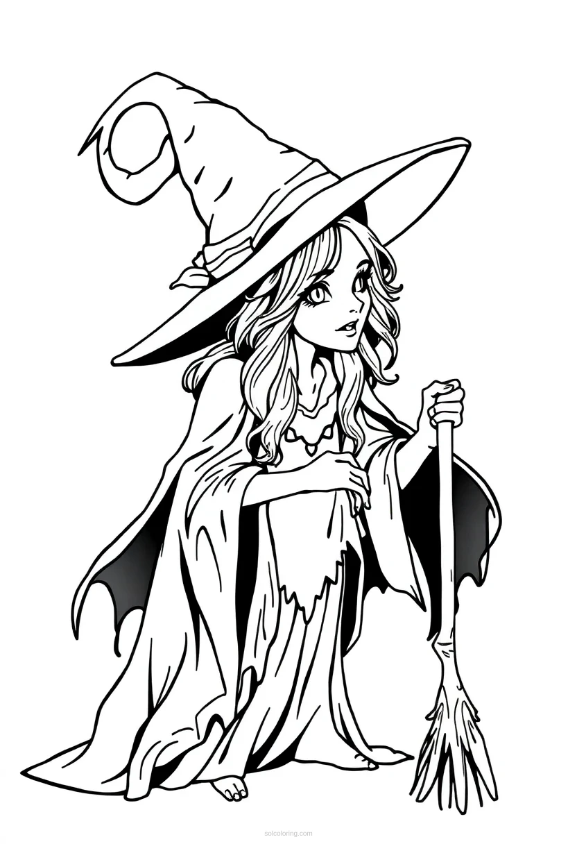 Witch coloring page for kids