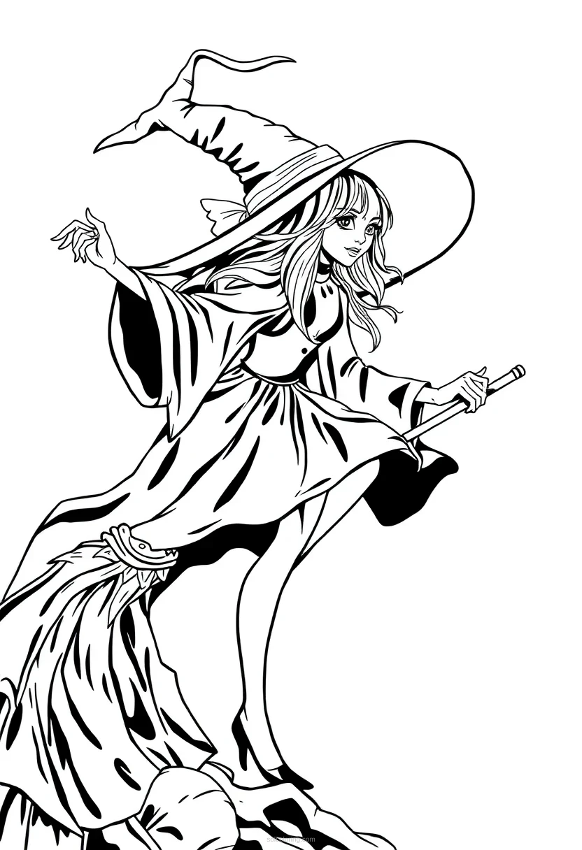 Witch coloring page for kids
