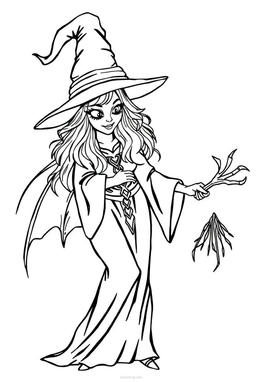 Witch coloring page for kids
