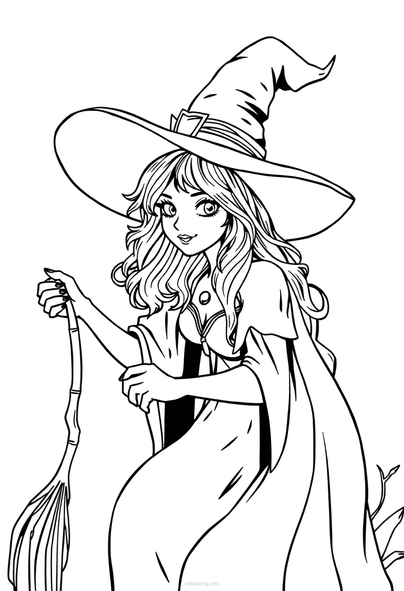 Witch coloring page for kids