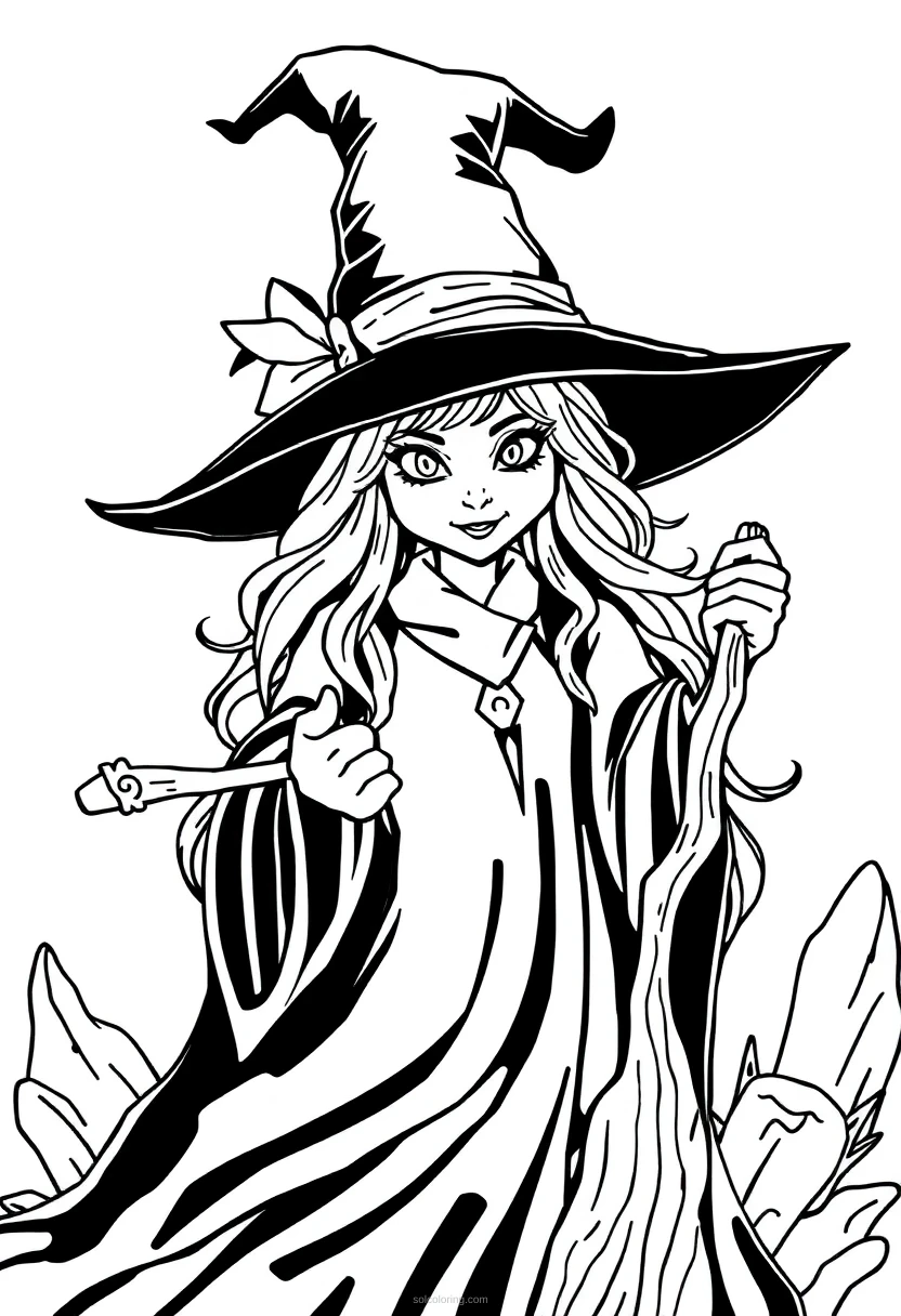 Witch coloring page for kids