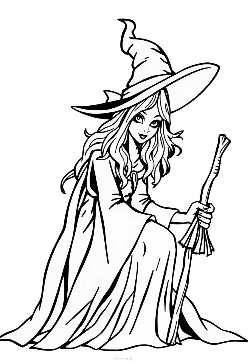 Witch coloring page for kids