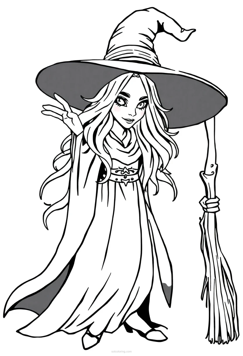 Witch coloring page for kids