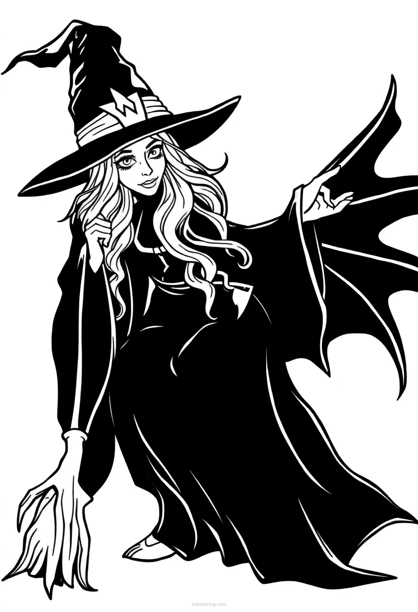 Witch coloring page for kids