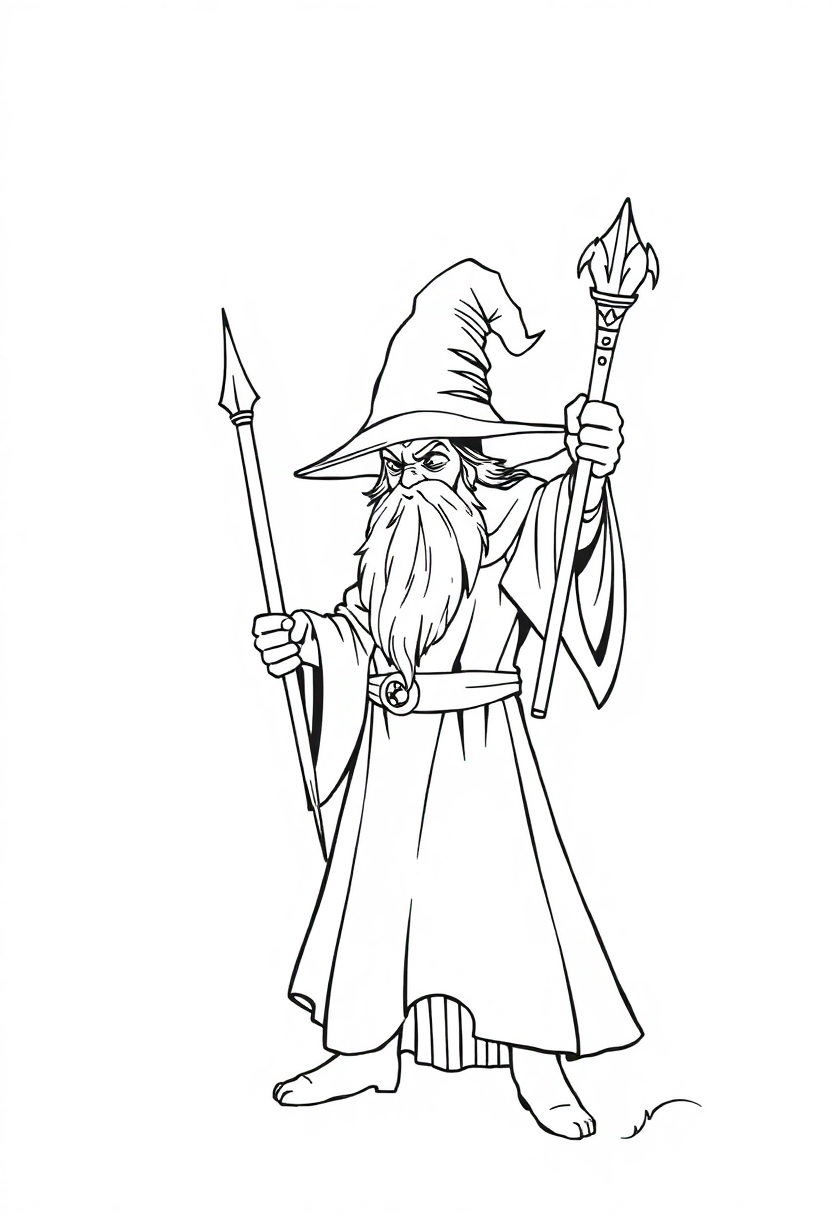 Wizard coloring page, free printable