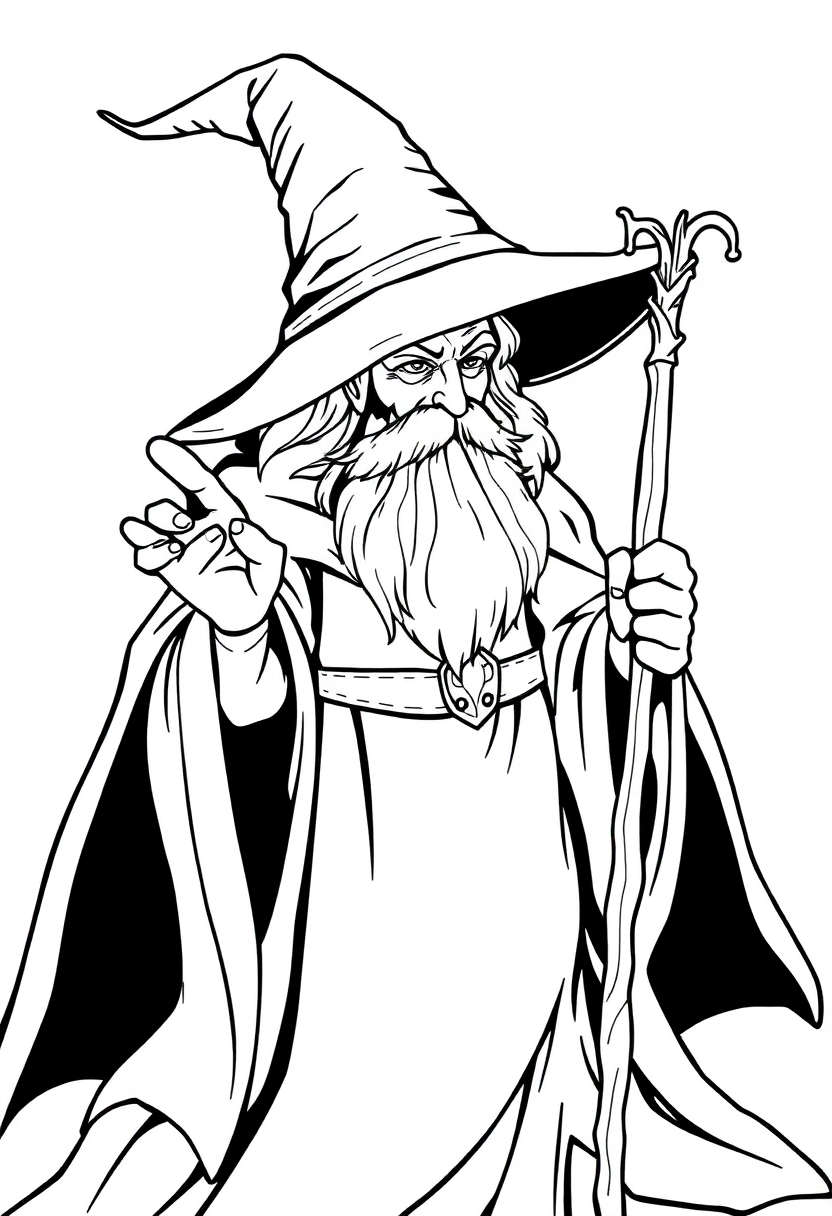 Wizard coloring page, free printable