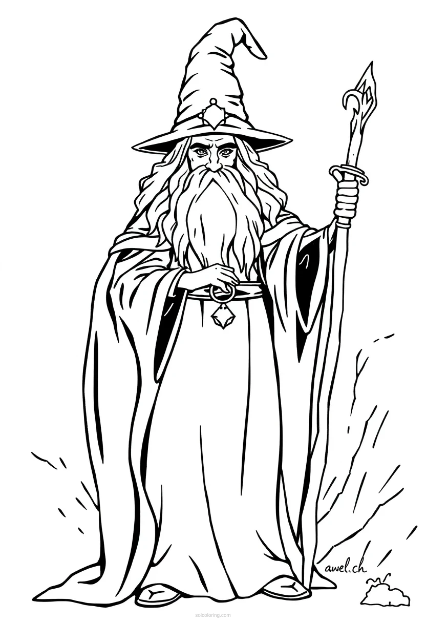 Wizard coloring page for kids