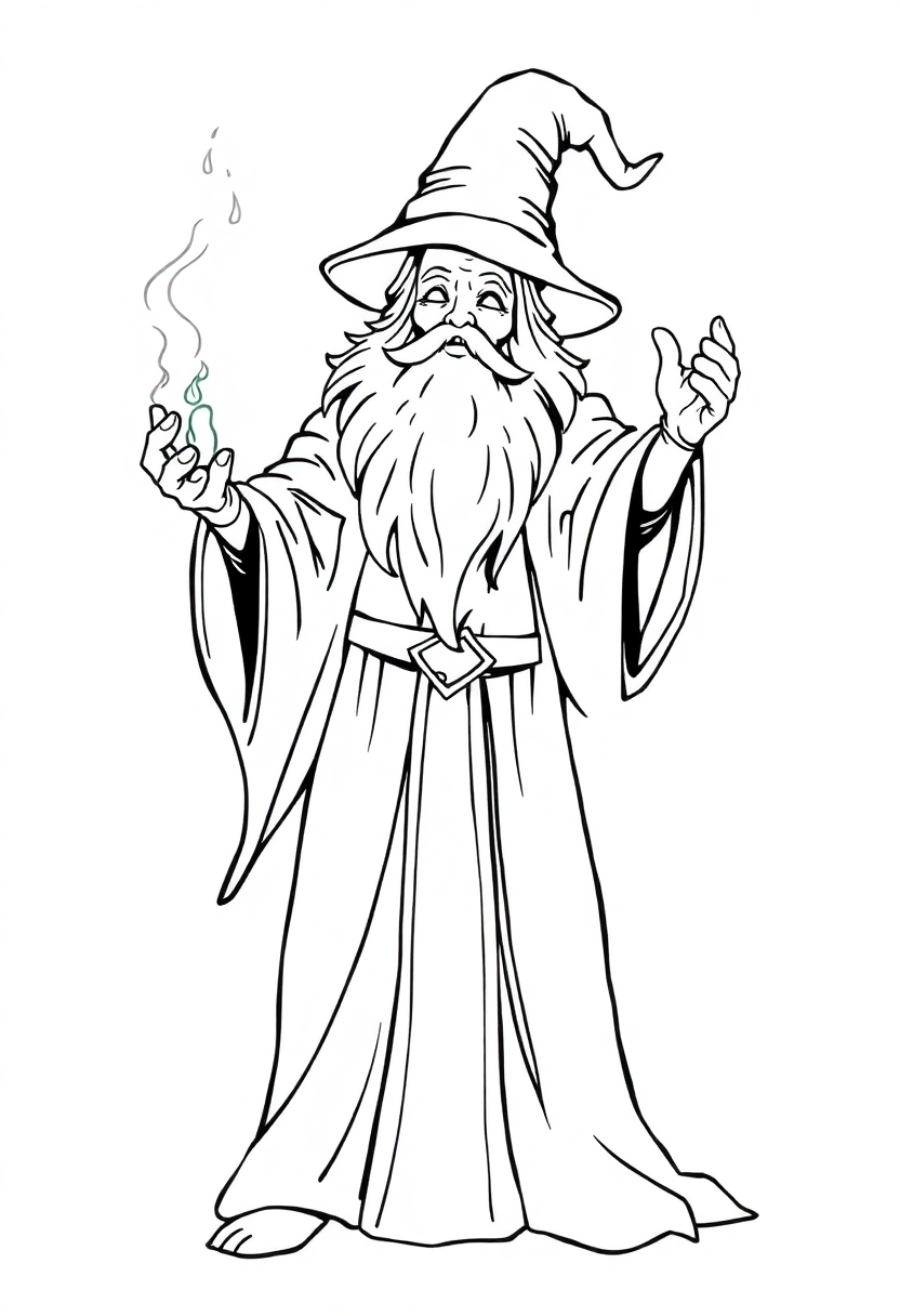 Wizard Performing Healing Magic coloring pages